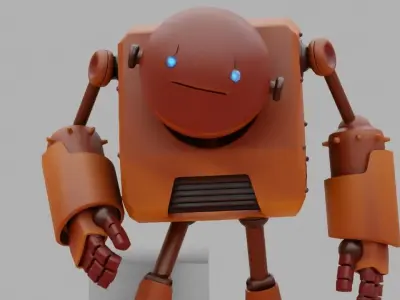 Toon robot rigged - animated character 3D model
