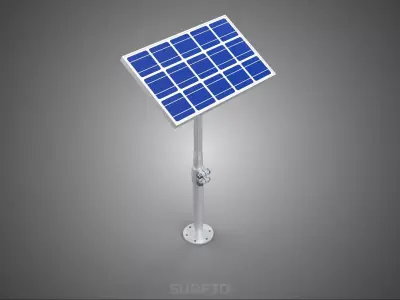 STAND MOUNTED FRAME POLE SOLAR CELL PANEL PV MODULE PHOTOVOLTAIC 3D model