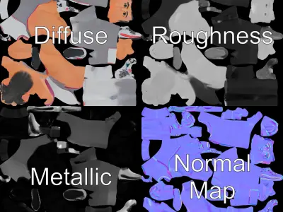 Athletic Male D Character Model Rigged and Animated Low-poly 3D model