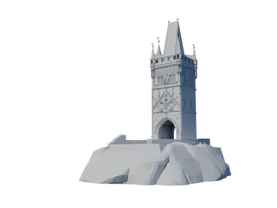 Charles bridge tower in Prague 3D print model