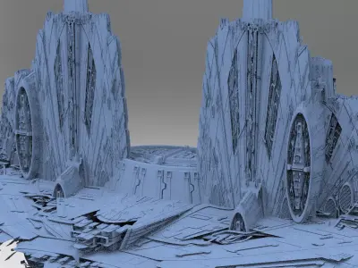 Sci-Fi City dystopia City Ruin High Tech Kit bash 2 3D model