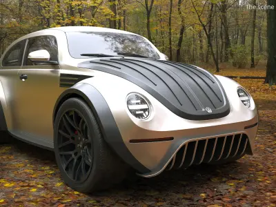  Volkswagen Baja Concept Rally Style Vehicle Silver Rigged for Cinema 4D 