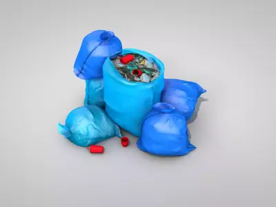 Blue Garbage Bags 3D model