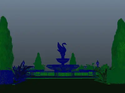 Fountain garden 3D model