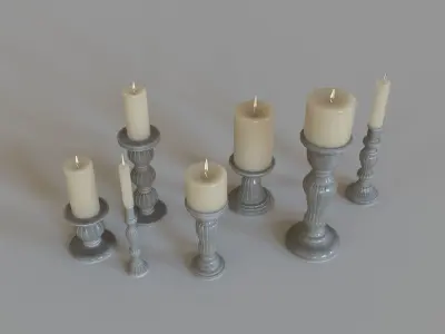 vintage candle colletion 3D model