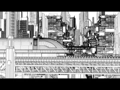  Cyberpunk Asian City Scene 