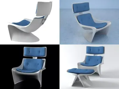 Hvilestol med Skammel Free 3D model