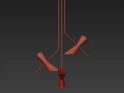 PAPILLON pendant light with two metal rods 3D model
