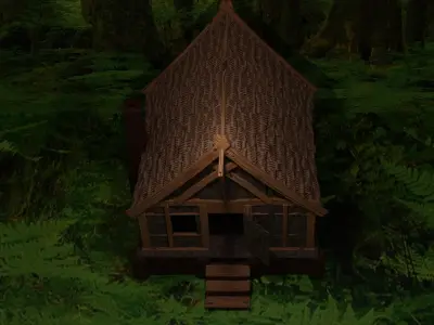 Cabin in woods 3D model