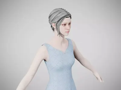 Dress 36 Light Blue Low-poly 3D model