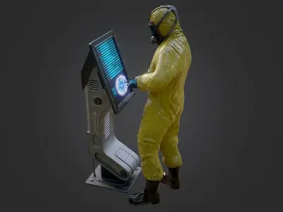 Sci Fi Lab Main Console Low-poly 3D model