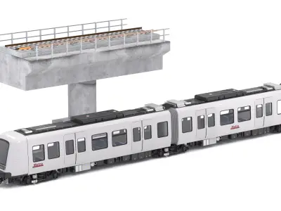 Hitachi Rail Driverless Metro Copenhagen with Railway Bridge 3D model