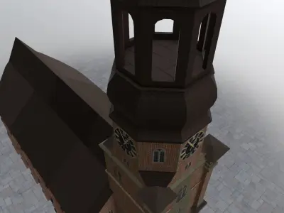 Hamburg St Katherine Church Low-poly 3D model
