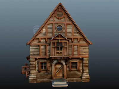 Medieval wooden house EM-12 3D model