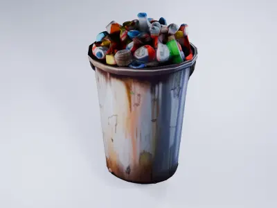 Urban Trash Can - Low Poly 3D Visualization Asset 3D model