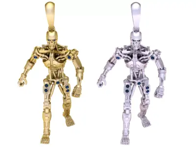 Golden Cyber Warrior Pendant 3D Printable Model 3D print model