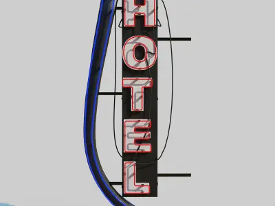 Neon Hotel Sign 3D model