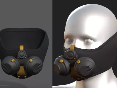 Gas mask respirator scifi futuristic  Low-poly 3D model 20