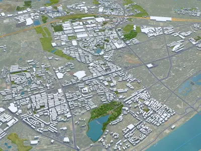 Xiangtan Hunan China 35km Low-poly 3D model