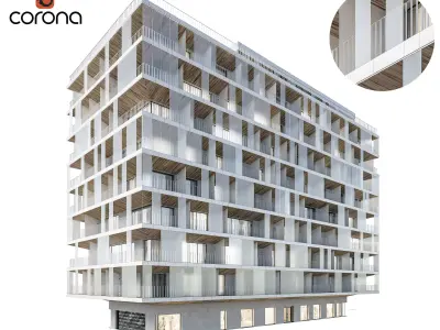 Modern residential building 03 3D model