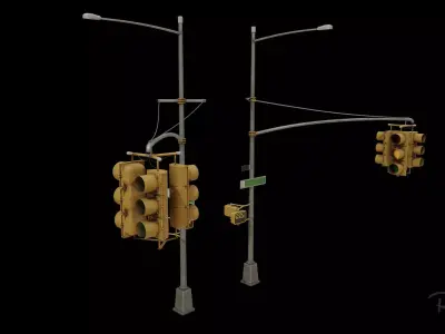 New York City Traffic Light Low-poly 3D model