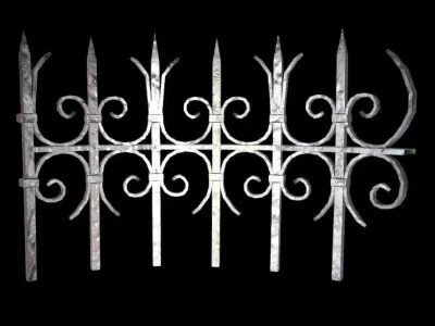 Bent Metal Fence - PBR - Textured Low-poly 3D model