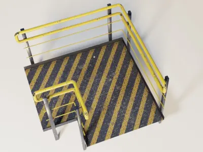 Ramp 4 PBR metal ladder with stripes 3D model