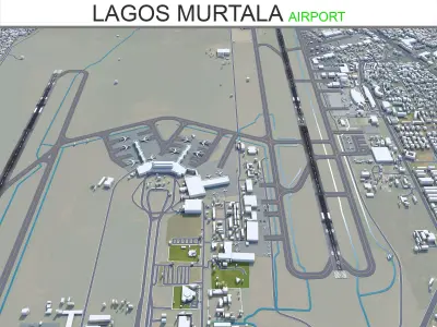 Lagos Murtala Muhammed Airport 10km Low-poly 3D model