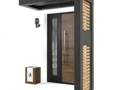 Modern entrance 01 Low-poly 3D model