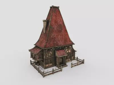Medieval Building A08 Destroyed Old - Scenery Backdrop House Low-poly 3D model