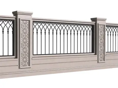 Fence in oriental style  3D model