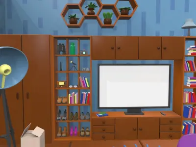 Isometric cartoon living room 01 3D model