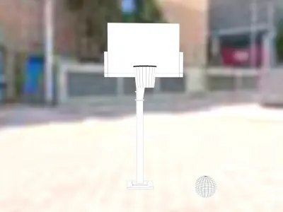 Basket and basketball Low-poly 3D model