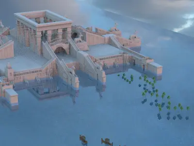 Egyptian Temple on River nile 3D model