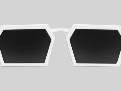 White Plastic Frame Hexagon Fashion Sunglasses Low-poly 3D model