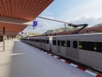 Train Station 3D Model-Realistic Train Station Scene 3D model