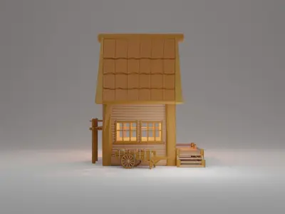 Medieval wooden cottage 3D print model