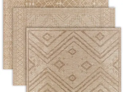 Carpet set 28 - Bundle - 3 Geometrical Jute Rugs 3D model