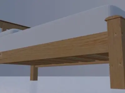 Wooden bed 3D model