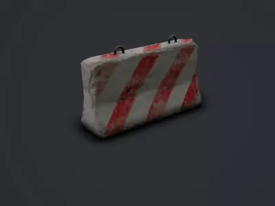 Concrete barrier Low-poly 3D model 20