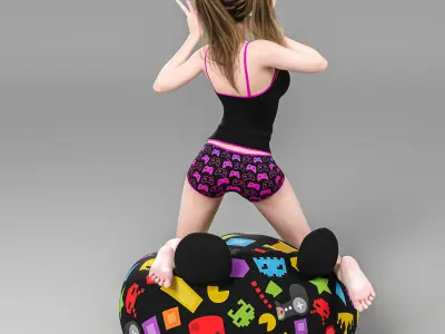 sexy girl sitting on the floor 3D model