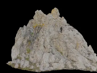 Big Mountain Peak Cliff Boulder Drone Scan PBR Low-poly 3D model