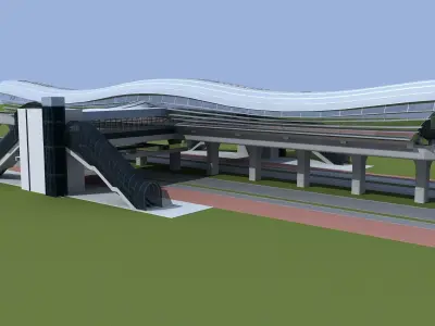 Collection of Light Rail Stations 3D model