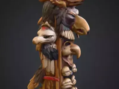 Totem Wood Sculpture Collection 3D Model Pack