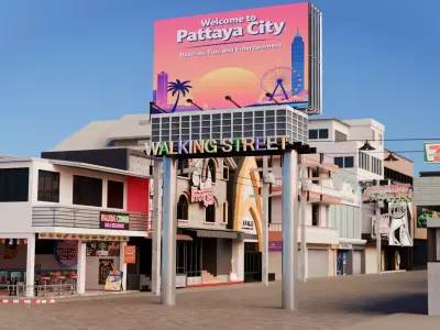 Walking Street Pattaya City Thailand 3D model