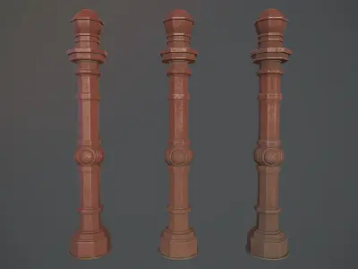 Barrier Bollard Pack 2 v4 Red Three Texture Options Low-poly 3D model