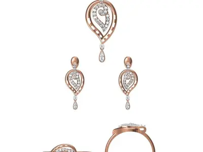 240 Light wt Ring Earrings Pendant set stl jcd 1-render details  3D Model Pack