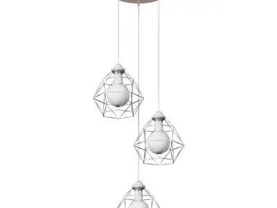 Chandelier VITALUCE Tara white trio 3xE27 max 40W 3D model