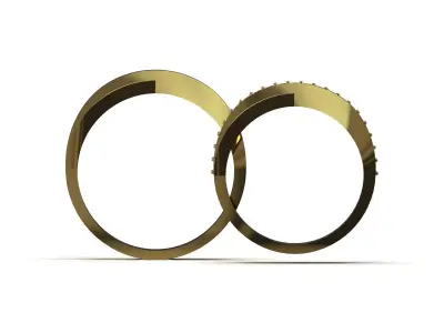Wedding Ring Set Modern Twist CAD ring model cr0227 3D print model