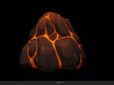 Stylized Lava Rock Game Ready - AI Low-poly 3D model purchase